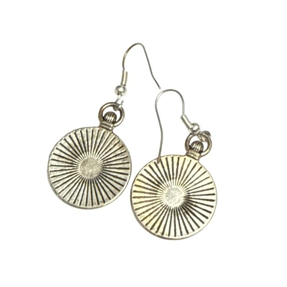Vintage Style Dangle Earrings Sunburst and Clockface Design Boho Jewelry Gift - Picture 4 of 9